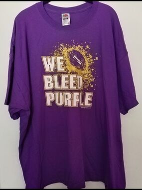Fruit of the Loom Purple "We Bleed Purple" Short Sleeve Graphic Tee